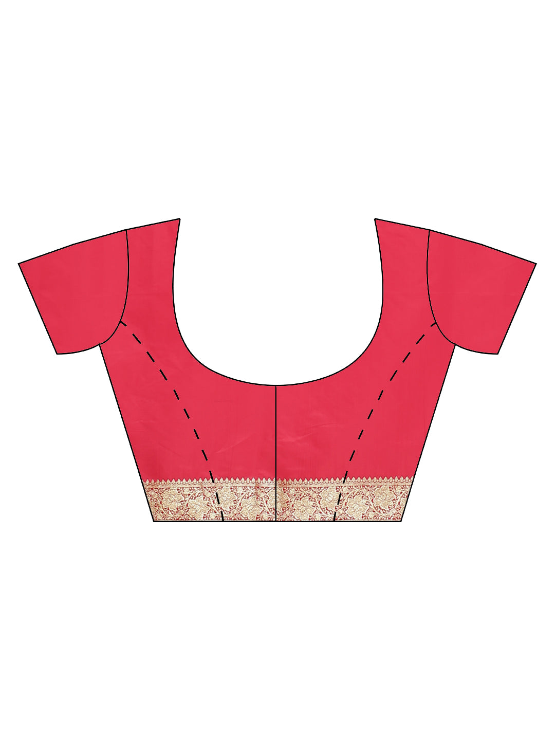 Faishana Presents Peach Katan Silk Mughal Motif Floral Stripe Banarasi Saree with Blouse piece