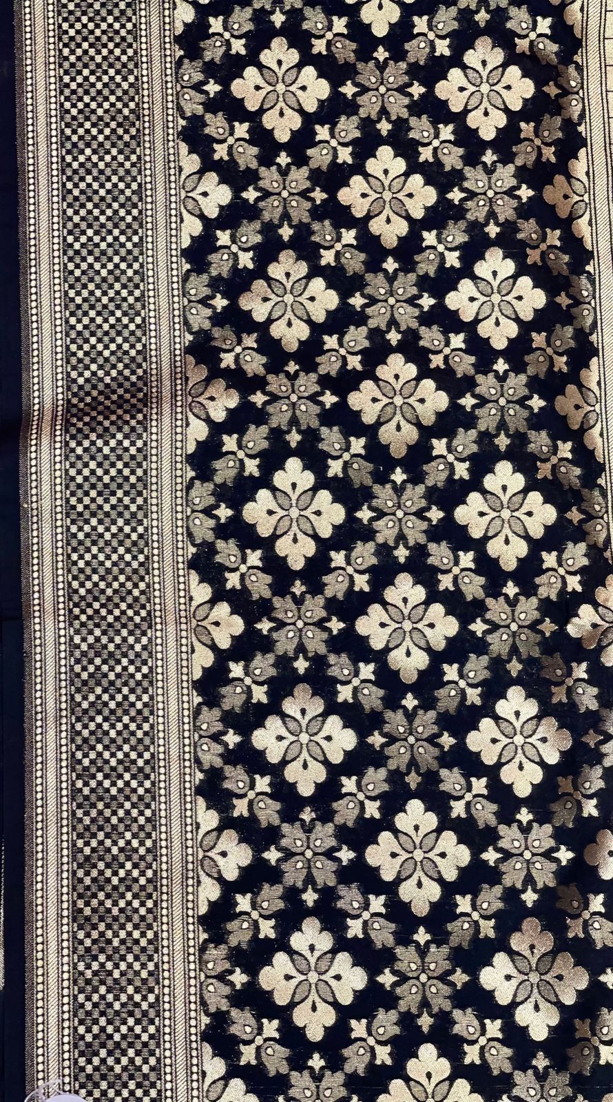 Faishana Black Satin Silk Saree With Blouse Piece GEJA18