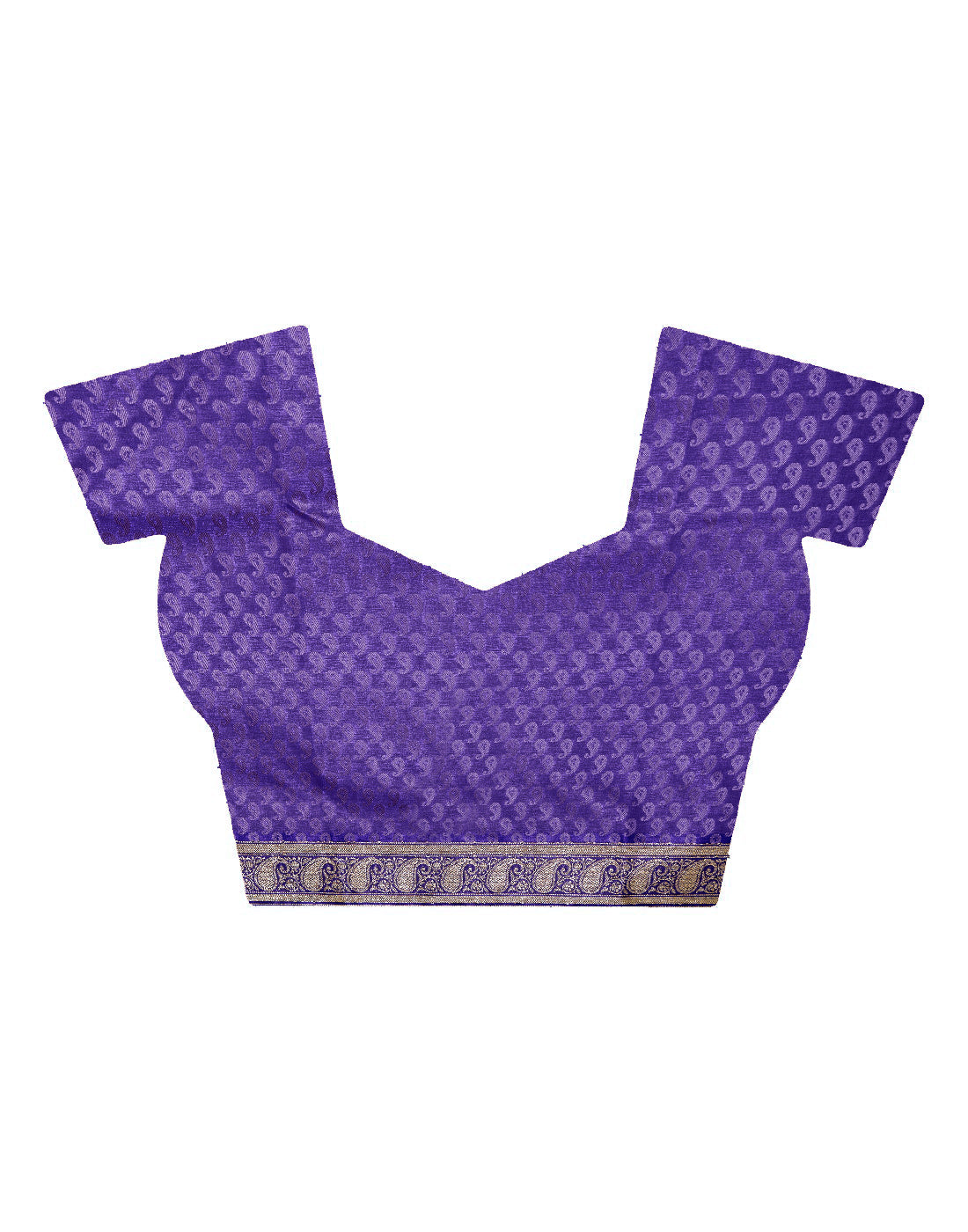 Faishana Presents Pink Satin Silk Floral Booti Saree with Contrast Paisley Pallu and Violet Blouse Piece