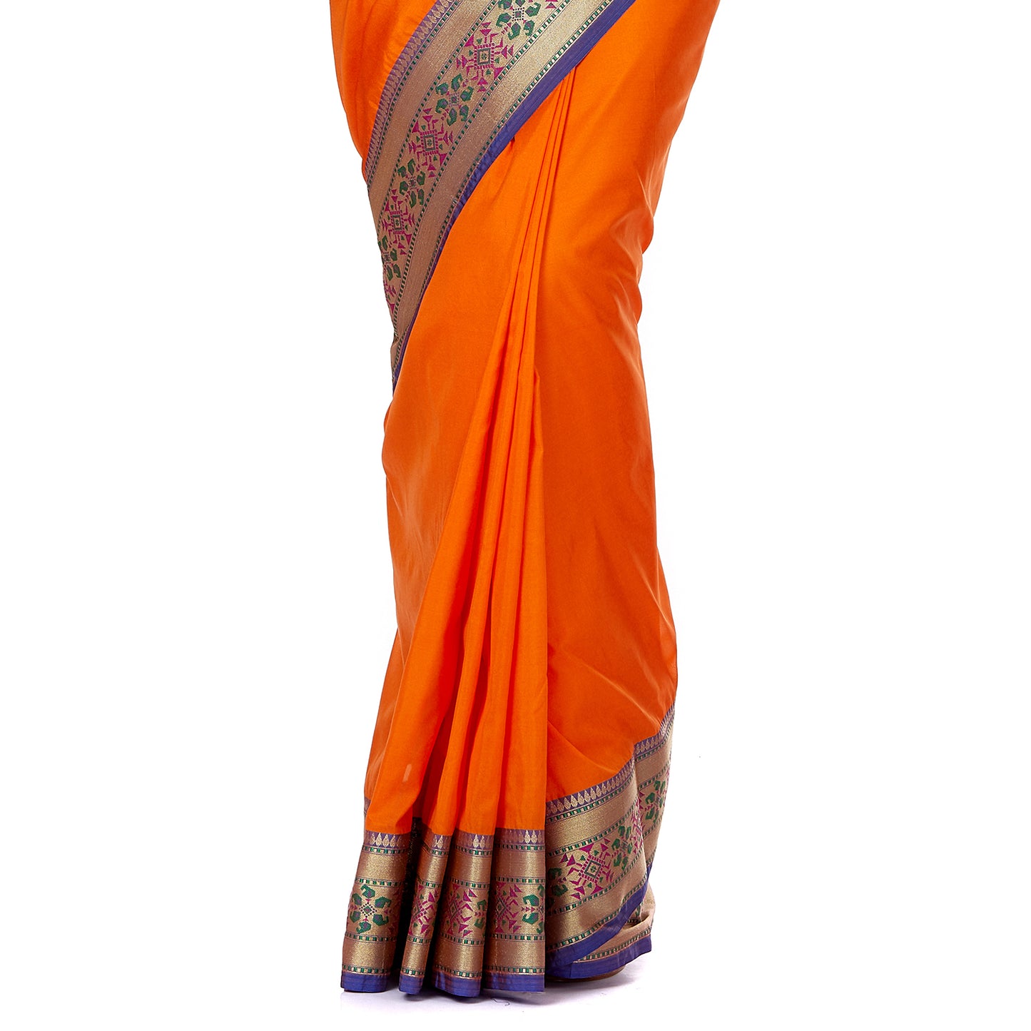 Faishana Orange Solid Silk Blend Saree With Blouse Piece GEJA20