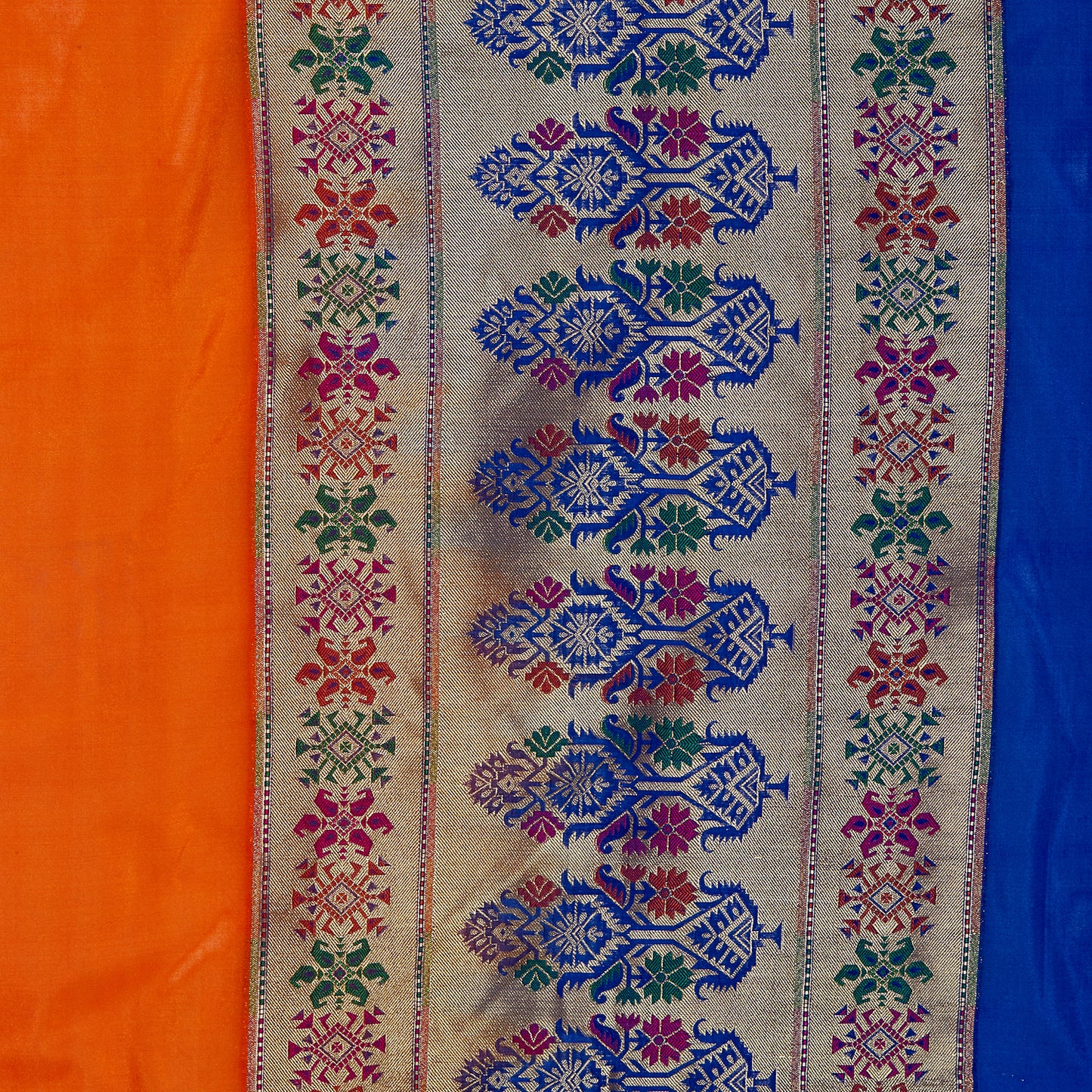 Faishana Orange Solid Silk Blend Saree With Blouse Piece GEJA20