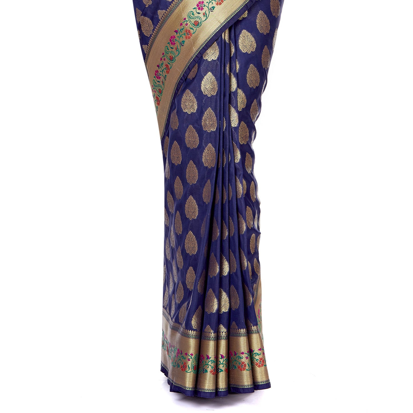 Faishana Presents Navy Blue Satin Silk Saree With Blouse Piece(JA24 BLUE Free Size)