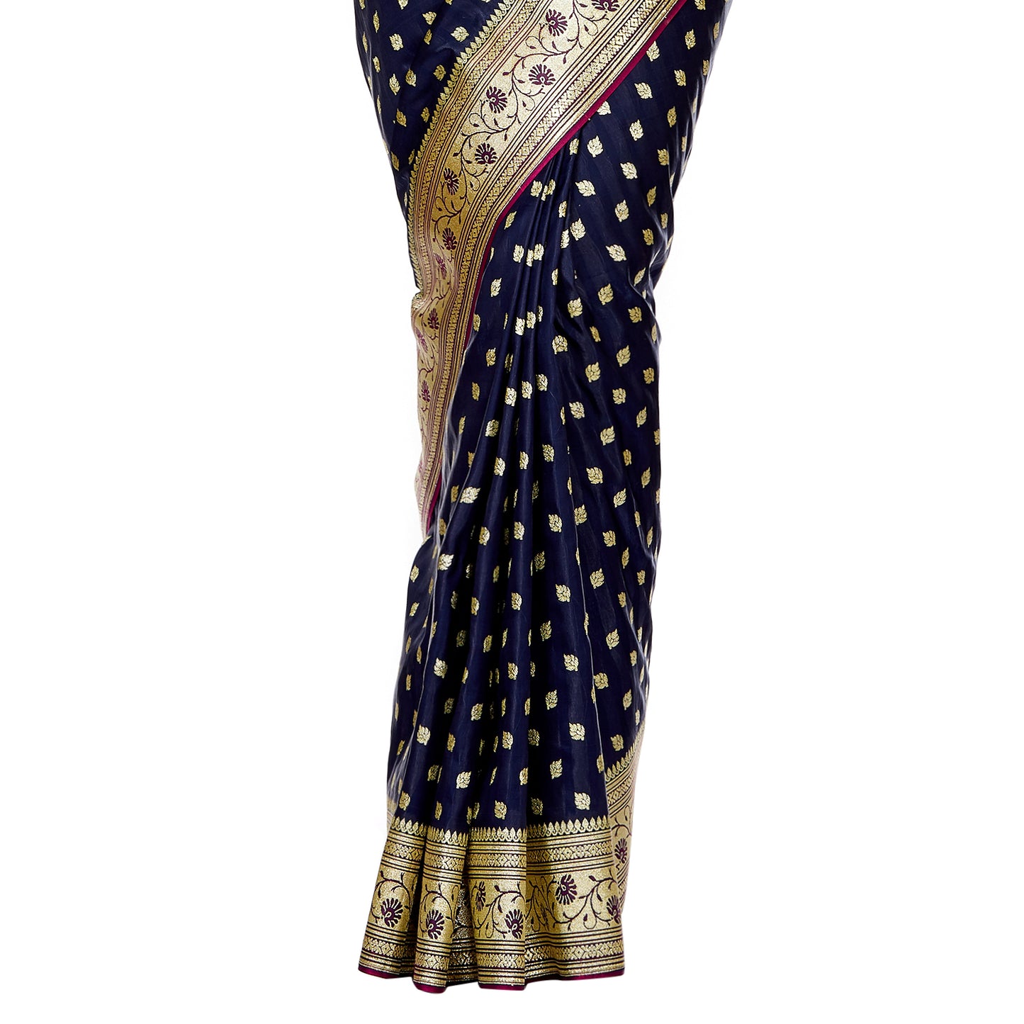 Faishana Navy Blue Satin Silk Saree With Blouse Piece GEJA27