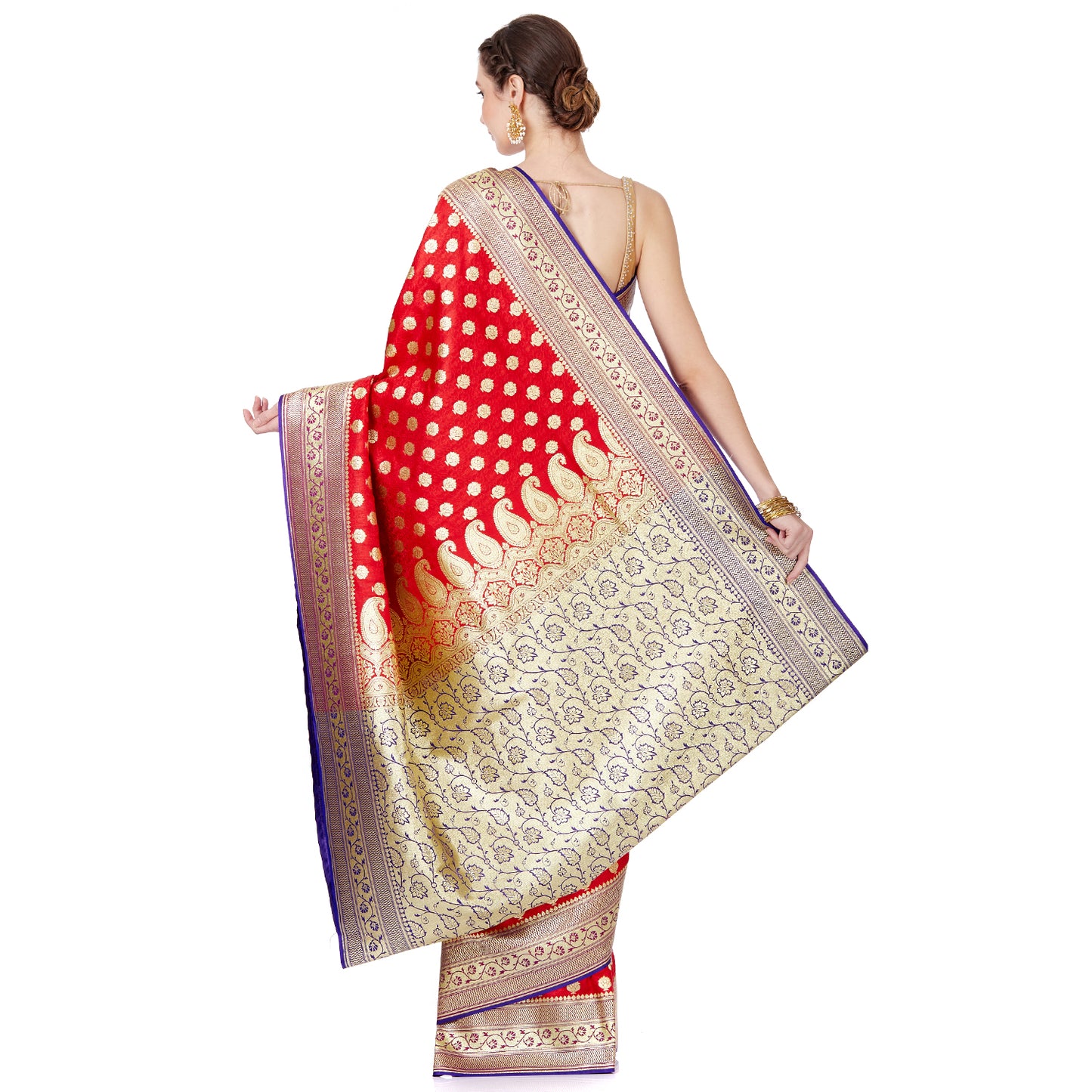 Faishana Presents Red Satin Silk Saree With Blouse Piece(JA28 RED Free Size)