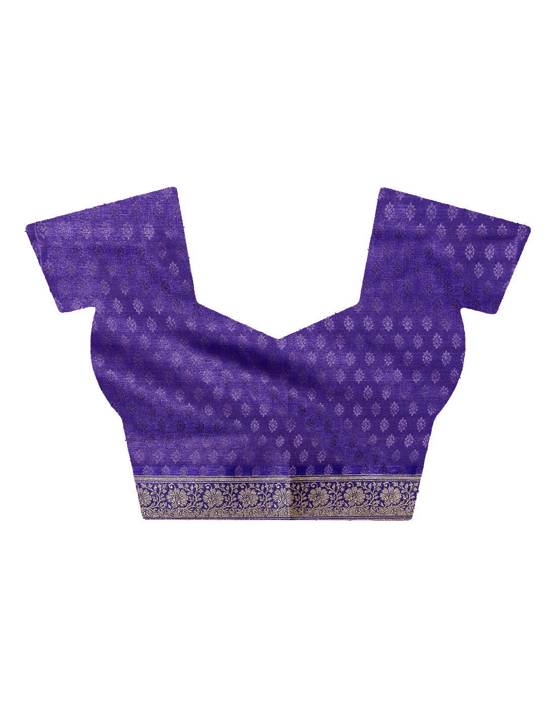 Faishana Presents Yellow Satin Silk Floral Booti Saree with Contrast Paisley Pallu and Violet Blouse Piece