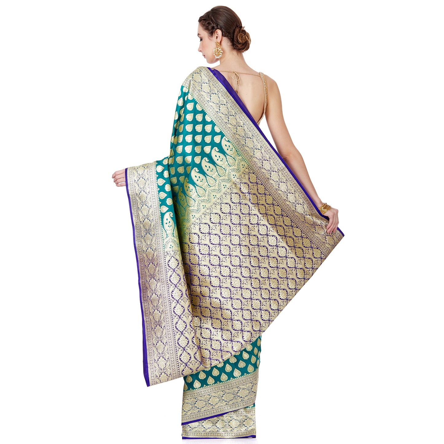 Faishana Presents Green Satin Silk Saree With Blouse Piece(JA34 GREEN Free Size)