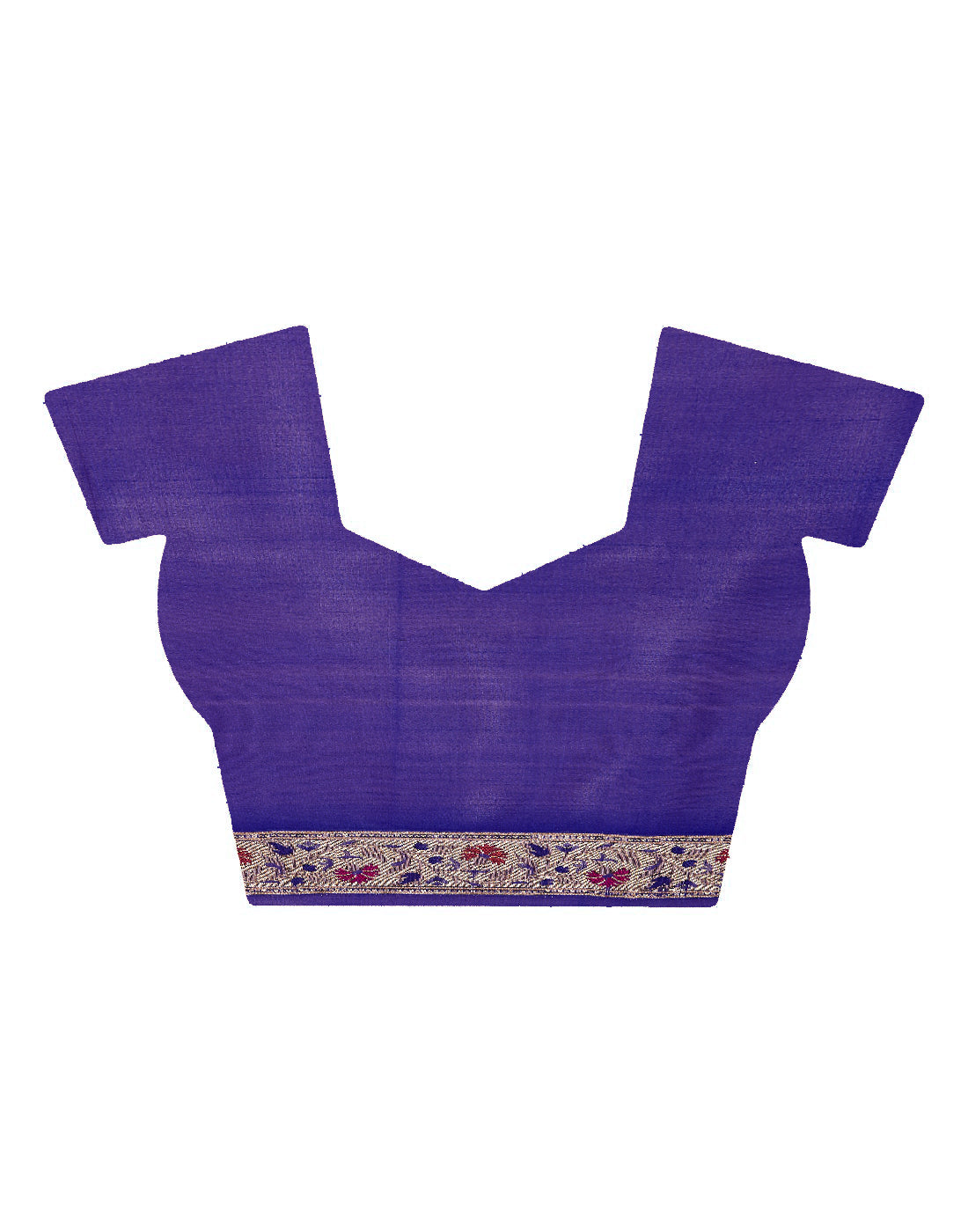 Faishana Presents Red Satin Silk Zig-Zag Zari Stripe Minakari Saree with Contrast Blue Paithani Pallu And Blue Blouse Piece
