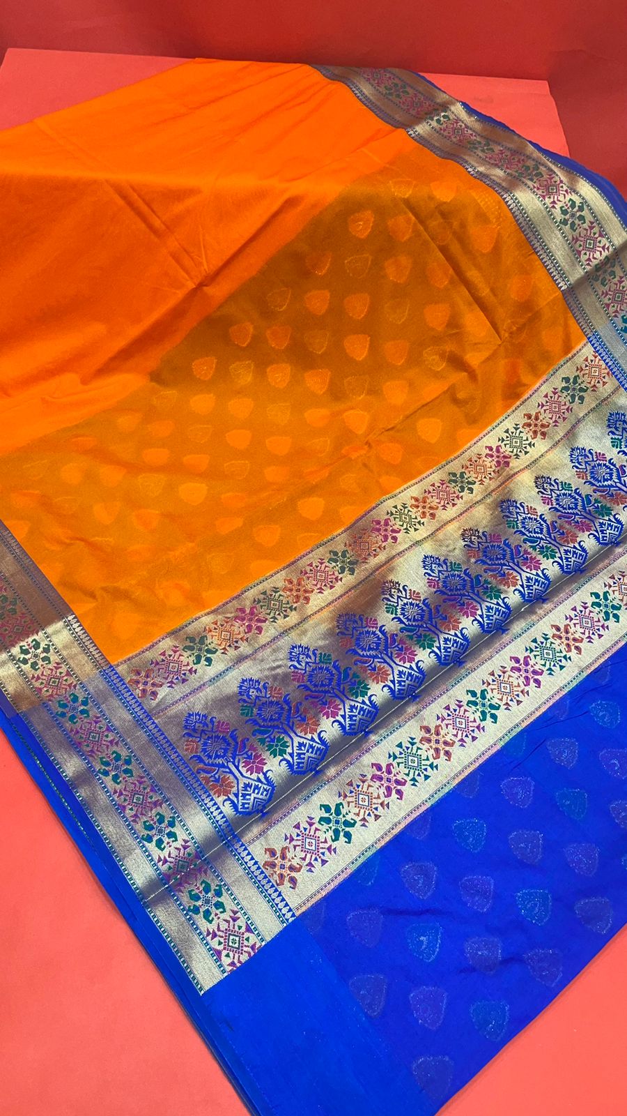 Faishana Orange Solid Silk Blend Saree With Blouse Piece GEJA20