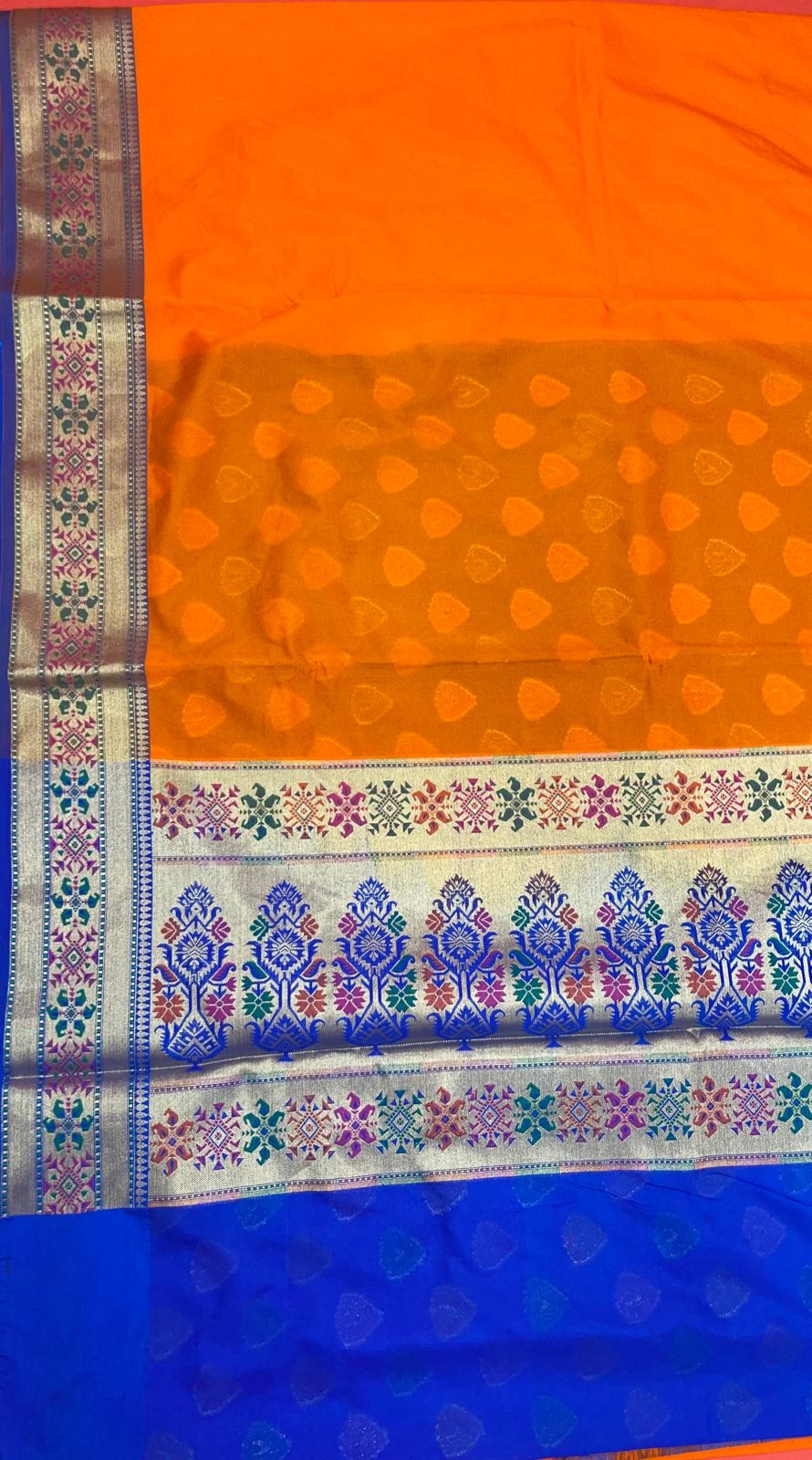 Faishana Orange Solid Silk Blend Saree With Blouse Piece GEJA20
