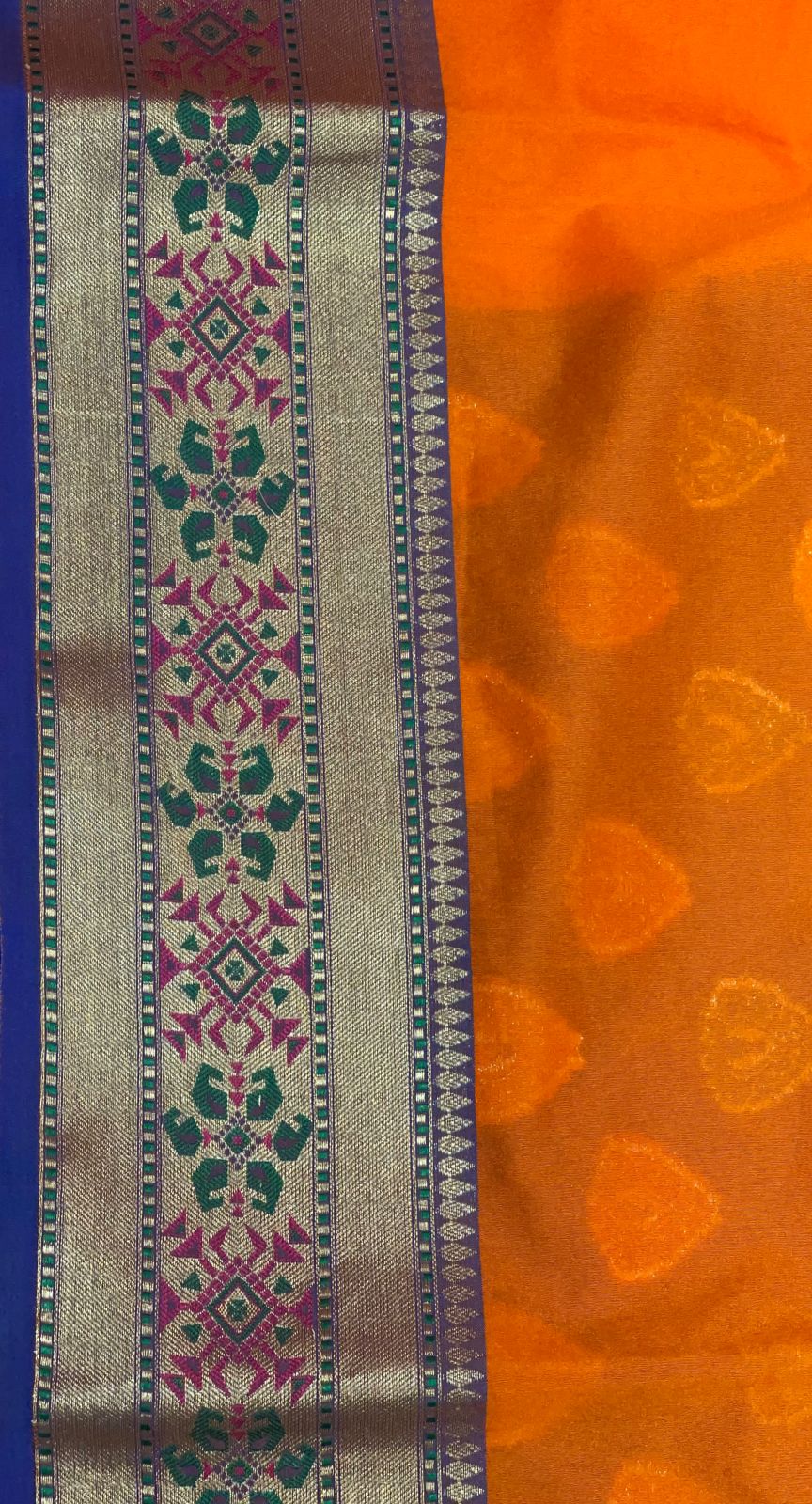 Faishana Orange Solid Silk Blend Saree With Blouse Piece GEJA20