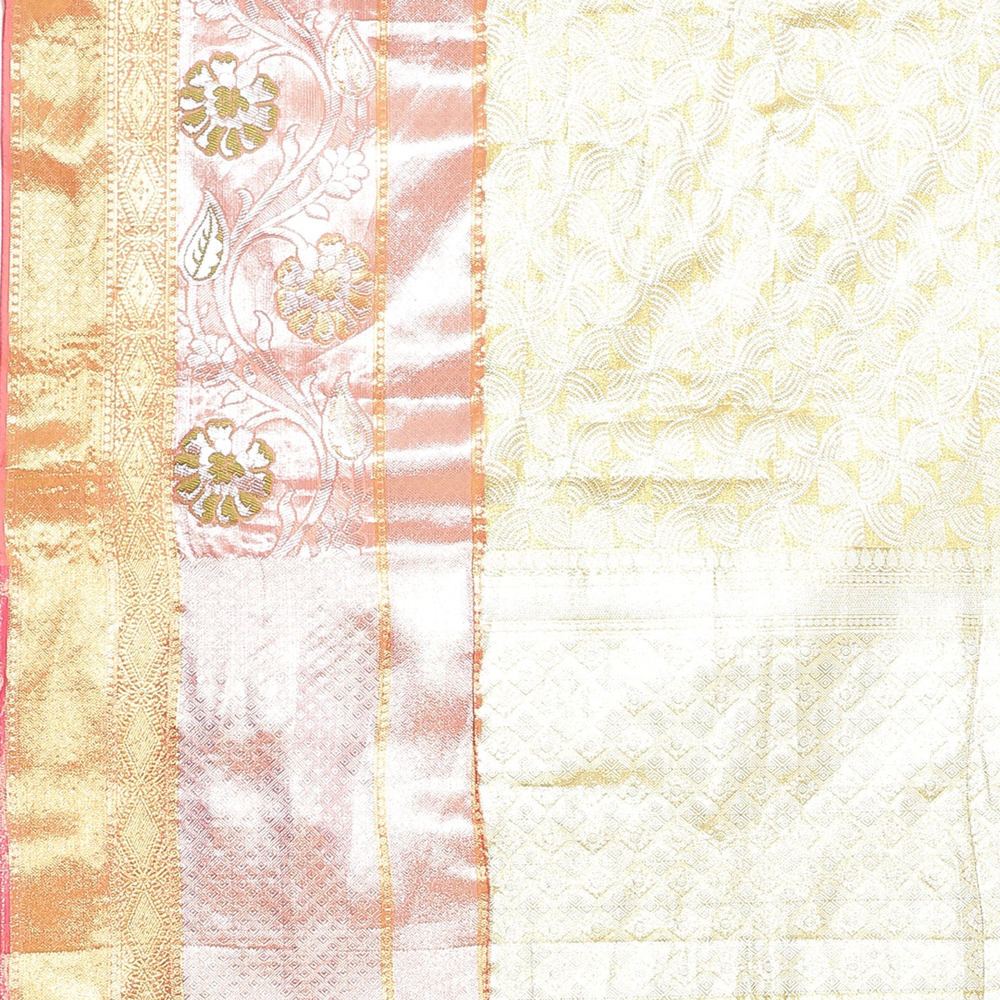 Faishana Gold Kanchi Silk Jamdani Tissue Paithani Border Banarasi Saree with Gold Blouse Piece