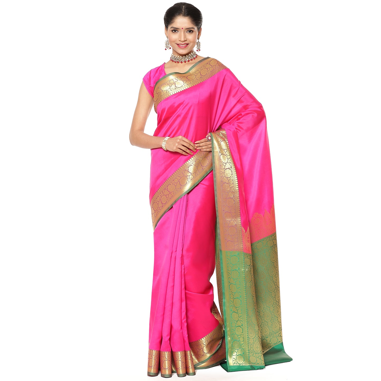 Pink Valkalam Katan Silk Banarasi Sarees For Women GEKH27