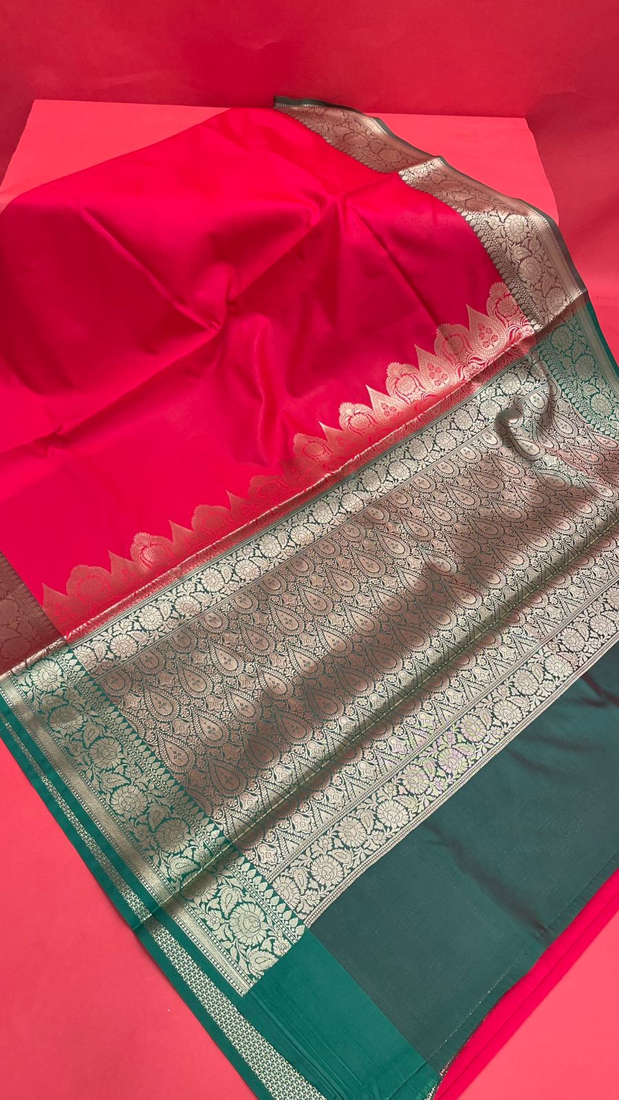 Red Valkalam Katan Silk Banarasi Sarees For Women GEKH28