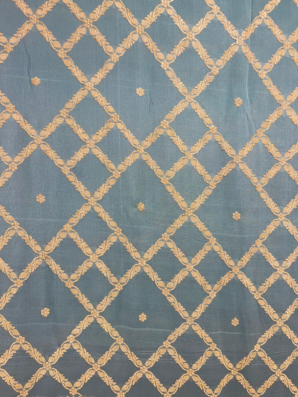 Faishana's Timeless Elegance Pure Silk Handloom Grey Khaddi Georgette Jangla Kadhwa Jaal with Banarasi Kadhwa Border Saree