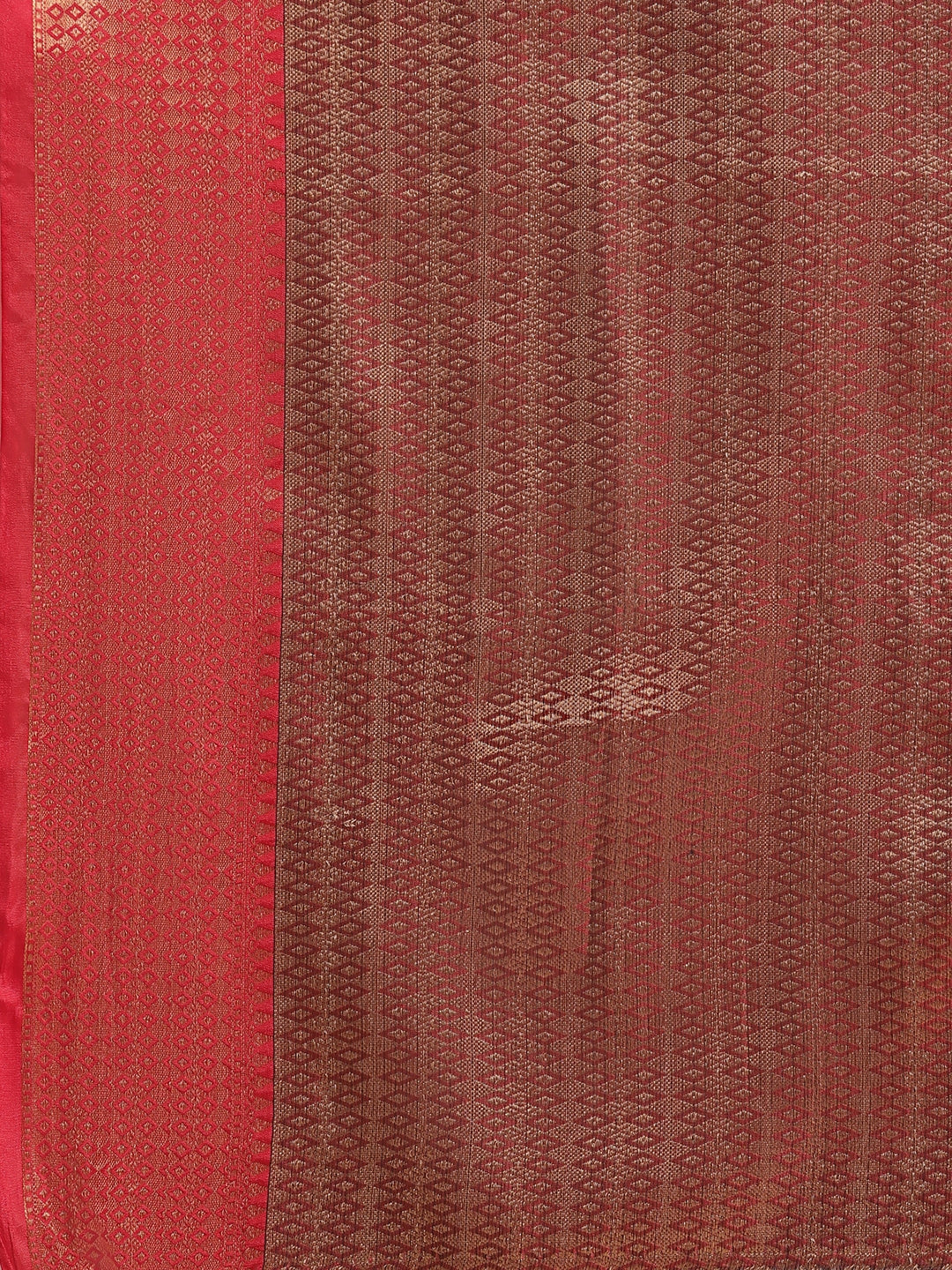 Faishana Presents Handwoven Black Kota Check Alfi Strip Boota Zari Border With Red Blouse Banarasi Saree