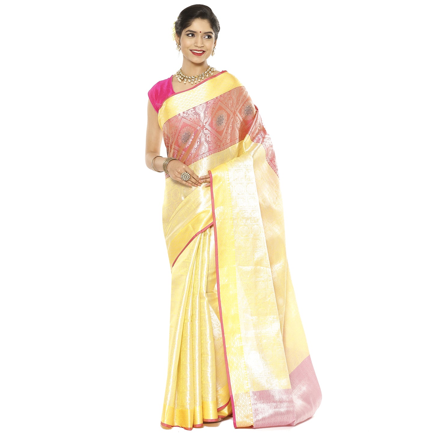 Gold Kanjeevaram Banarasi Sarees For Women GEMA10