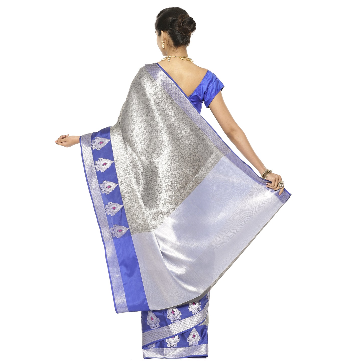Grey Kanjeevaram Banarasi Sarees For Women GEMA15
