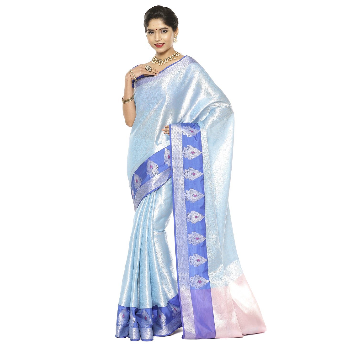 Blue Kanjeevaram Banarasi Sarees For Women GEMA17