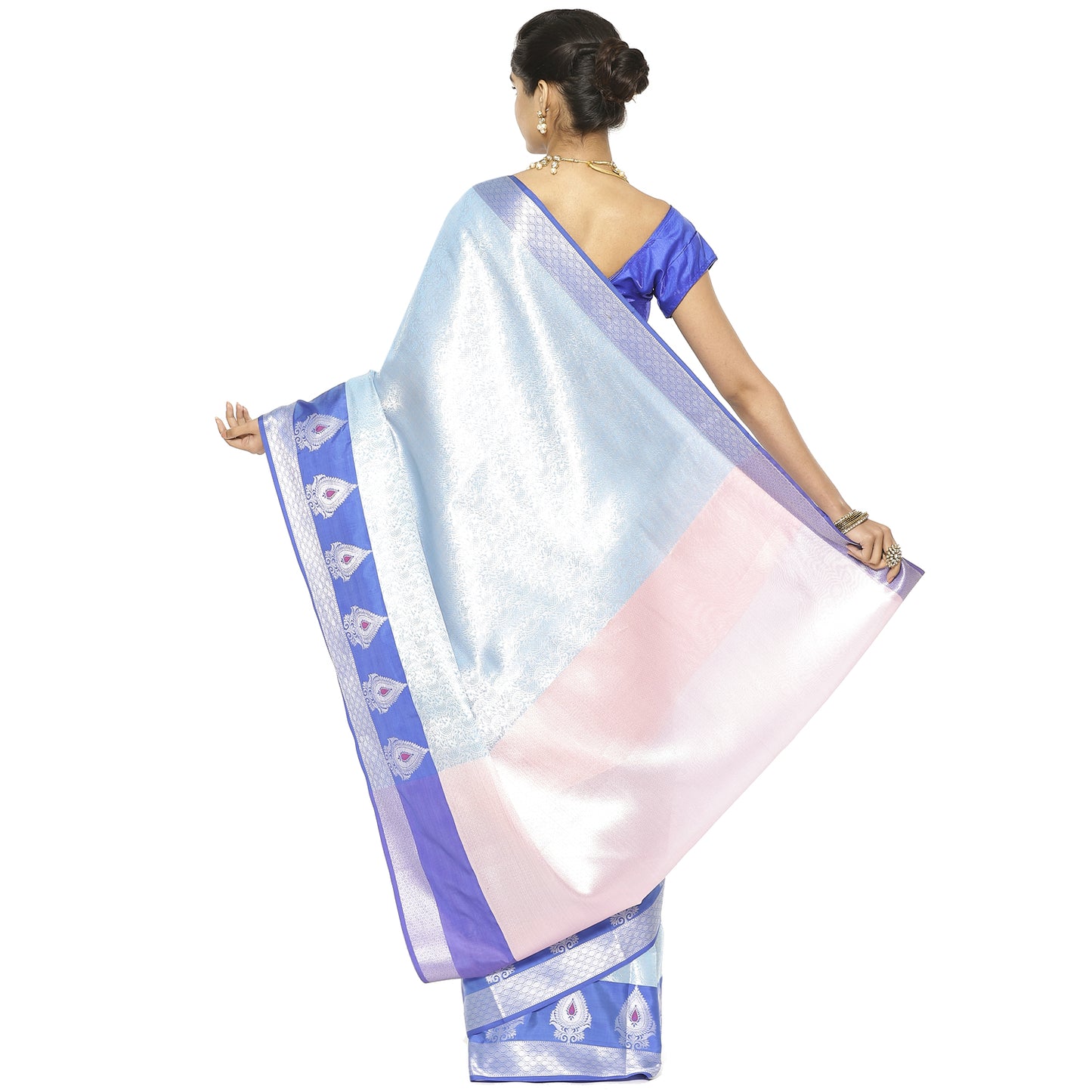Blue Kanjeevaram Banarasi Sarees For Women GEMA17