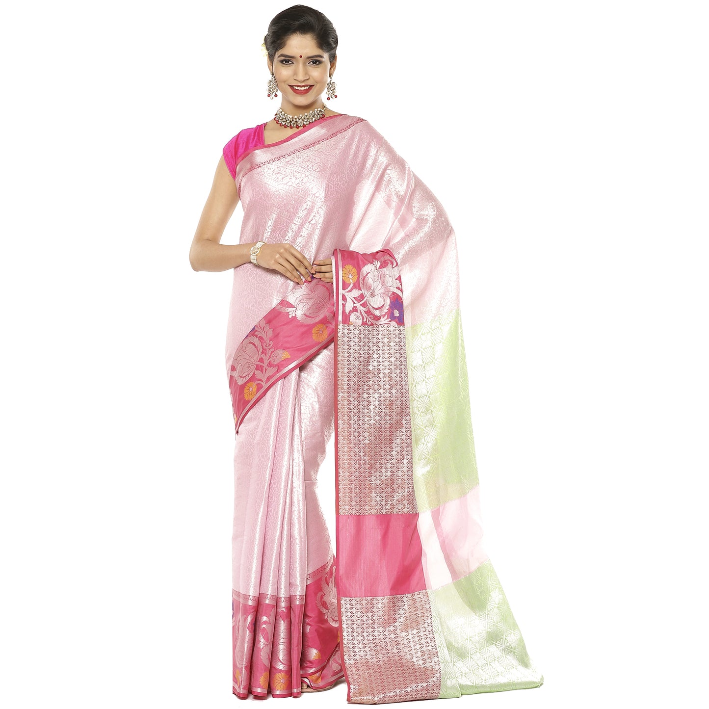 Pink Kanjeevaram Banarasi Sarees For Women GEMA21