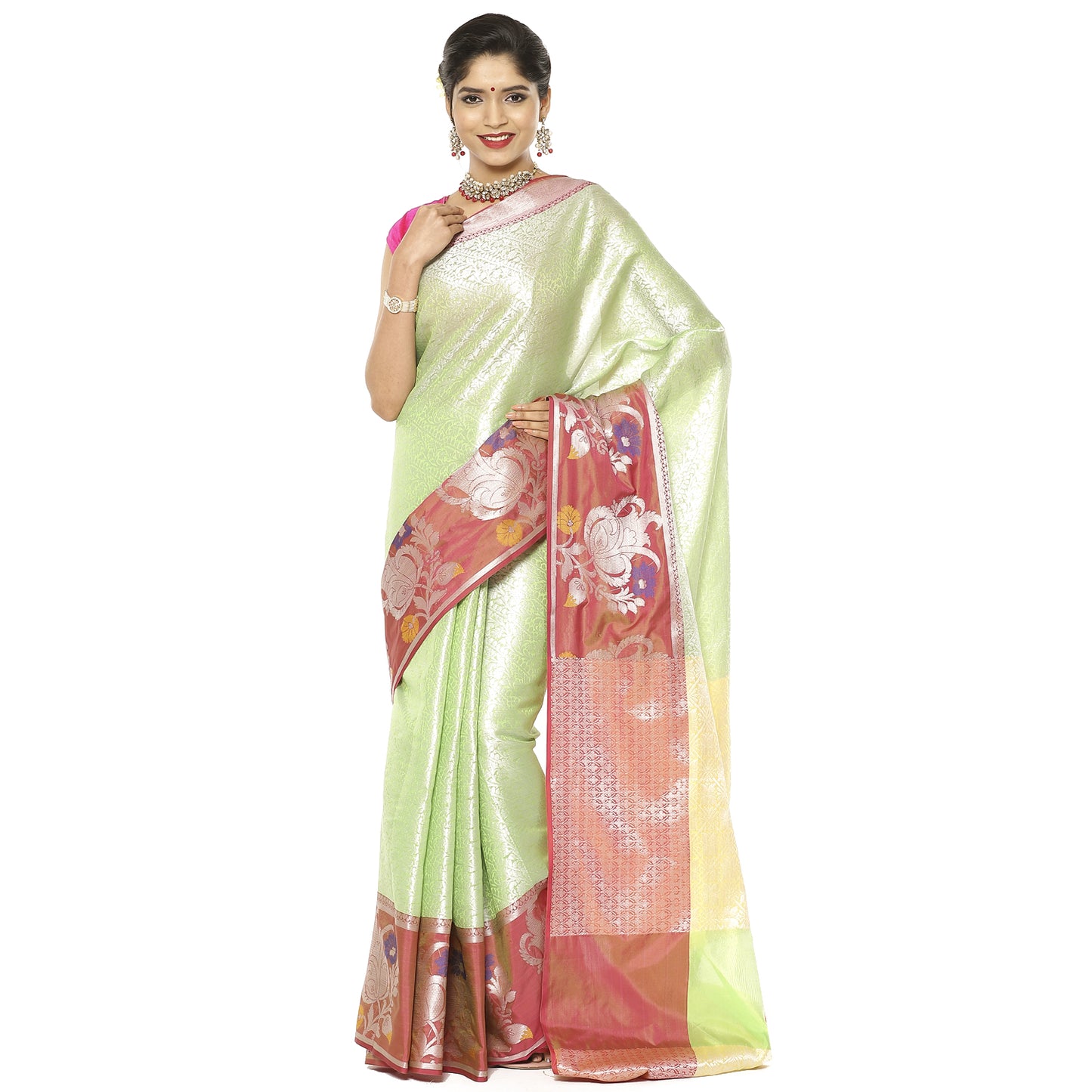 Green Kanjeevaram Banarasi Sarees For Women GEMA24
