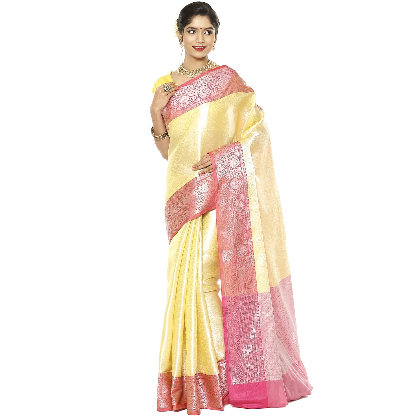 Gold Kanjeevaram Banarasi Sarees For Women GEMA27