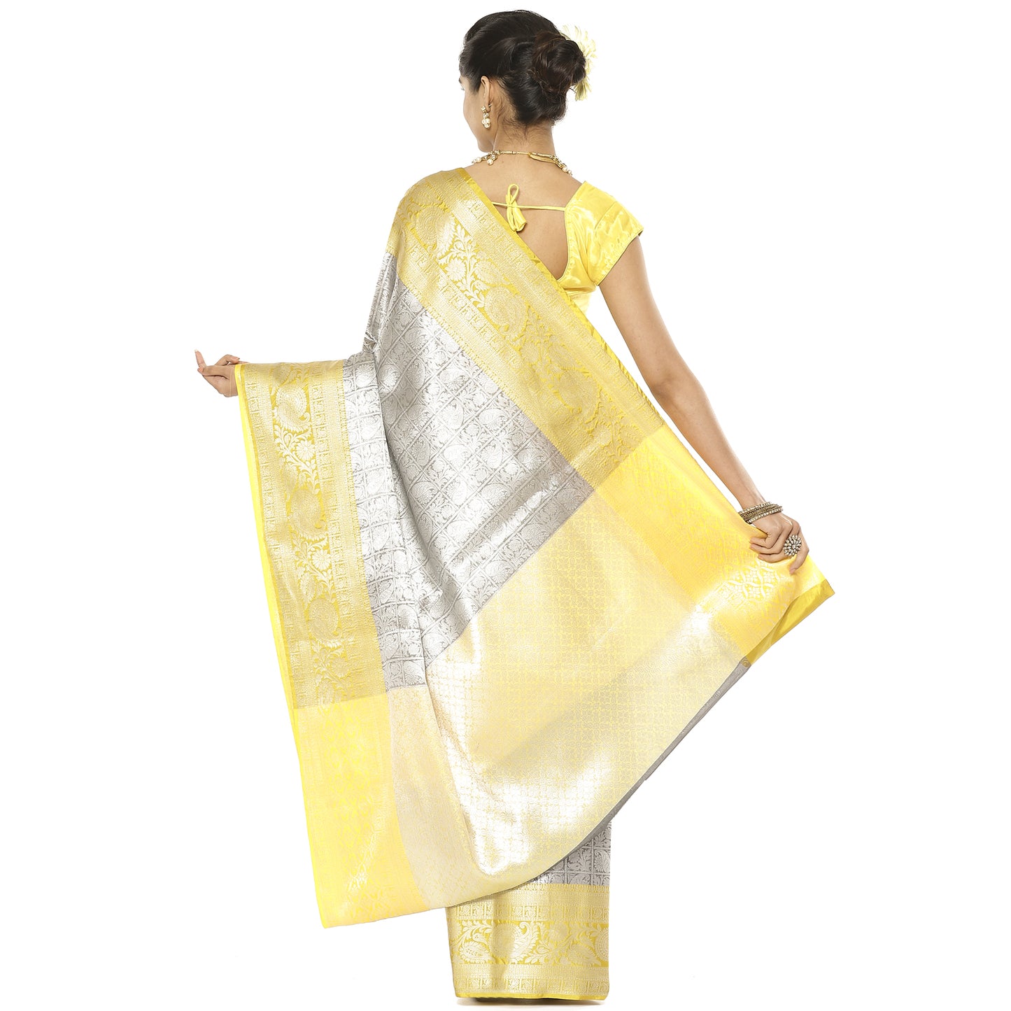 Grey Kanjeevaram Banarasi Sarees For Women GEMA33