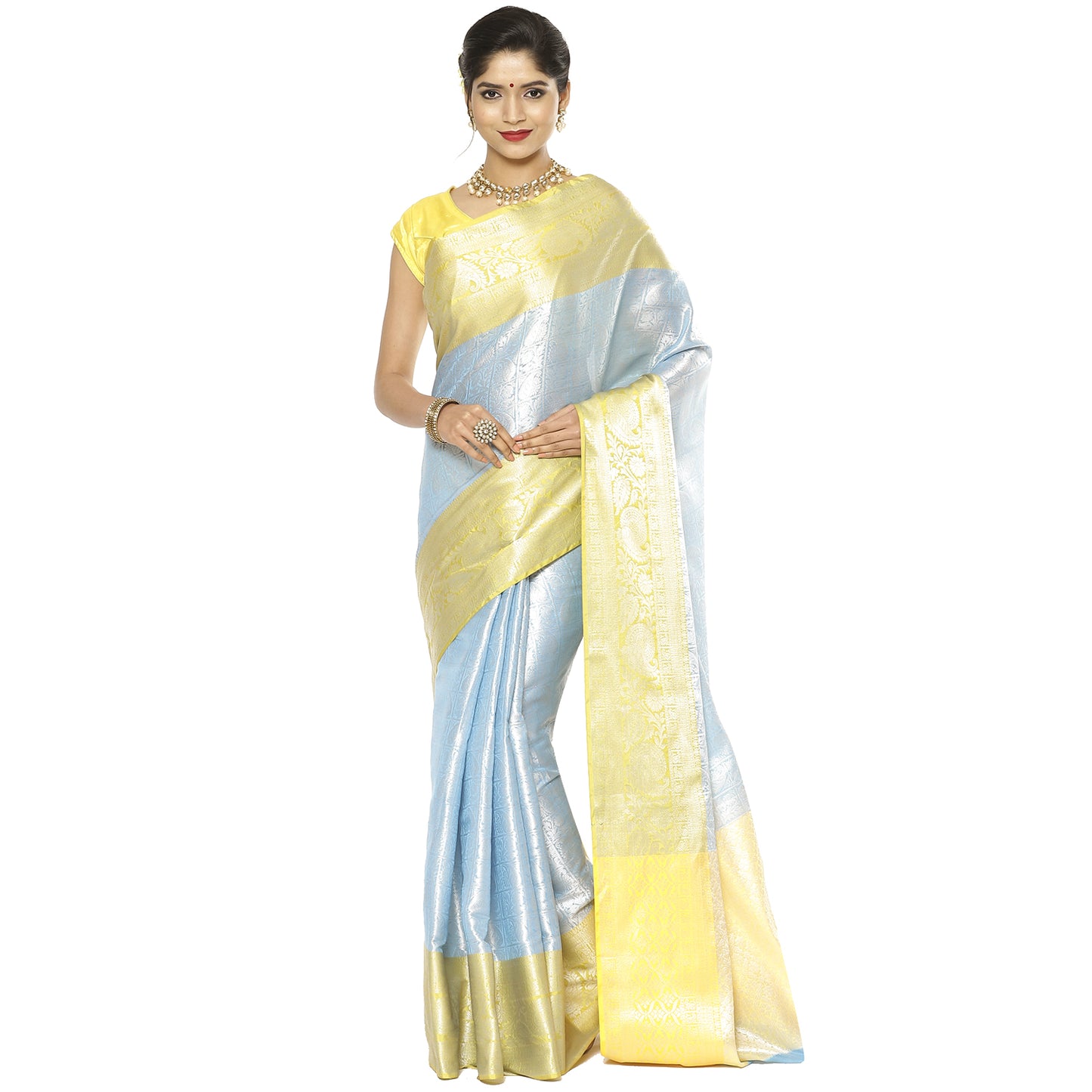 Blue Kanjeevaram Banarasi Sarees For Women GEMA34