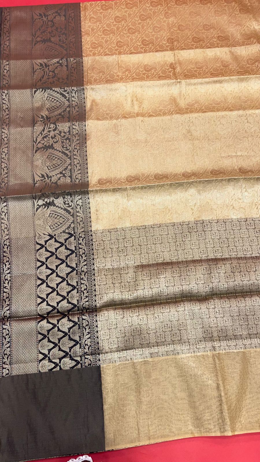 Beige Kanjeevaram Banarasi Sarees For Women GEMA35