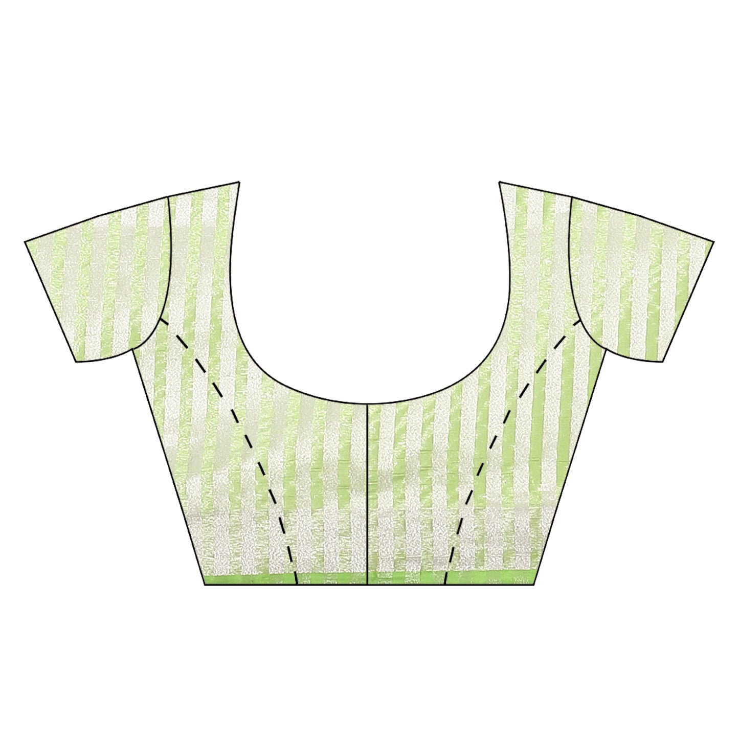 Faishana Presents Green Silver Zari Glass Tissue Tanchoi Contrast Large Border Banarasi Saree