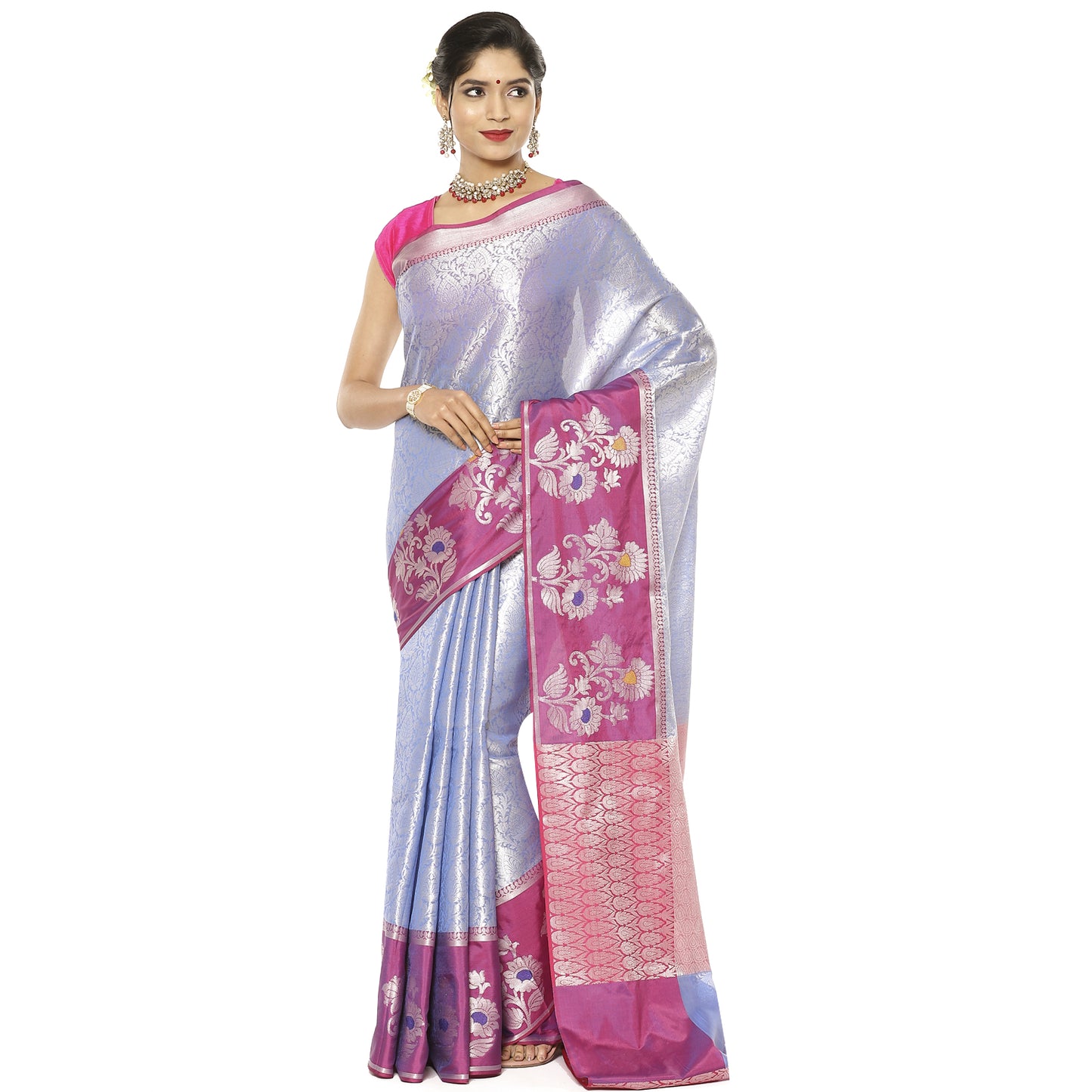 Blue Kanjeevaram Banarasi Sarees For Women GEMA6