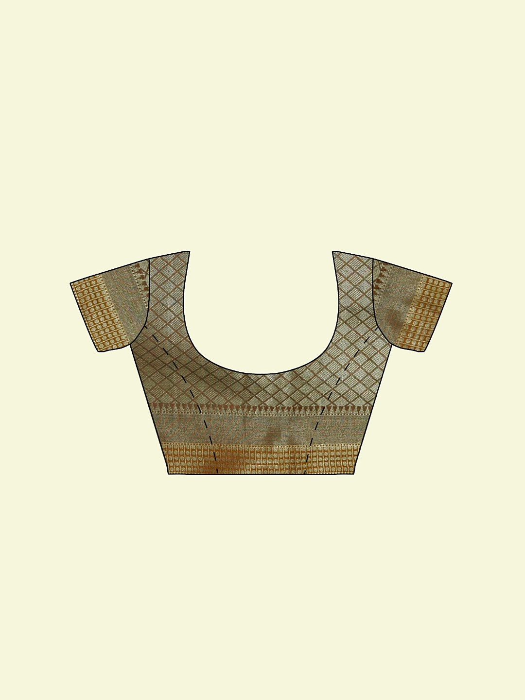 Faishana Presents Woven Sea Green Mulberry Silk Alfi Jaal With Brown Blouse Banarasi Saree