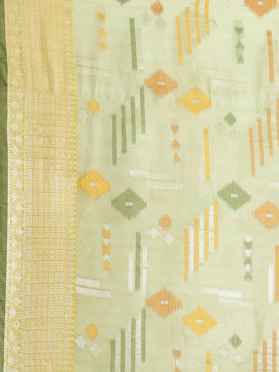 Green Mulberry Silk Blend Banarasi Sarees For Women GEMELBRSLK_18