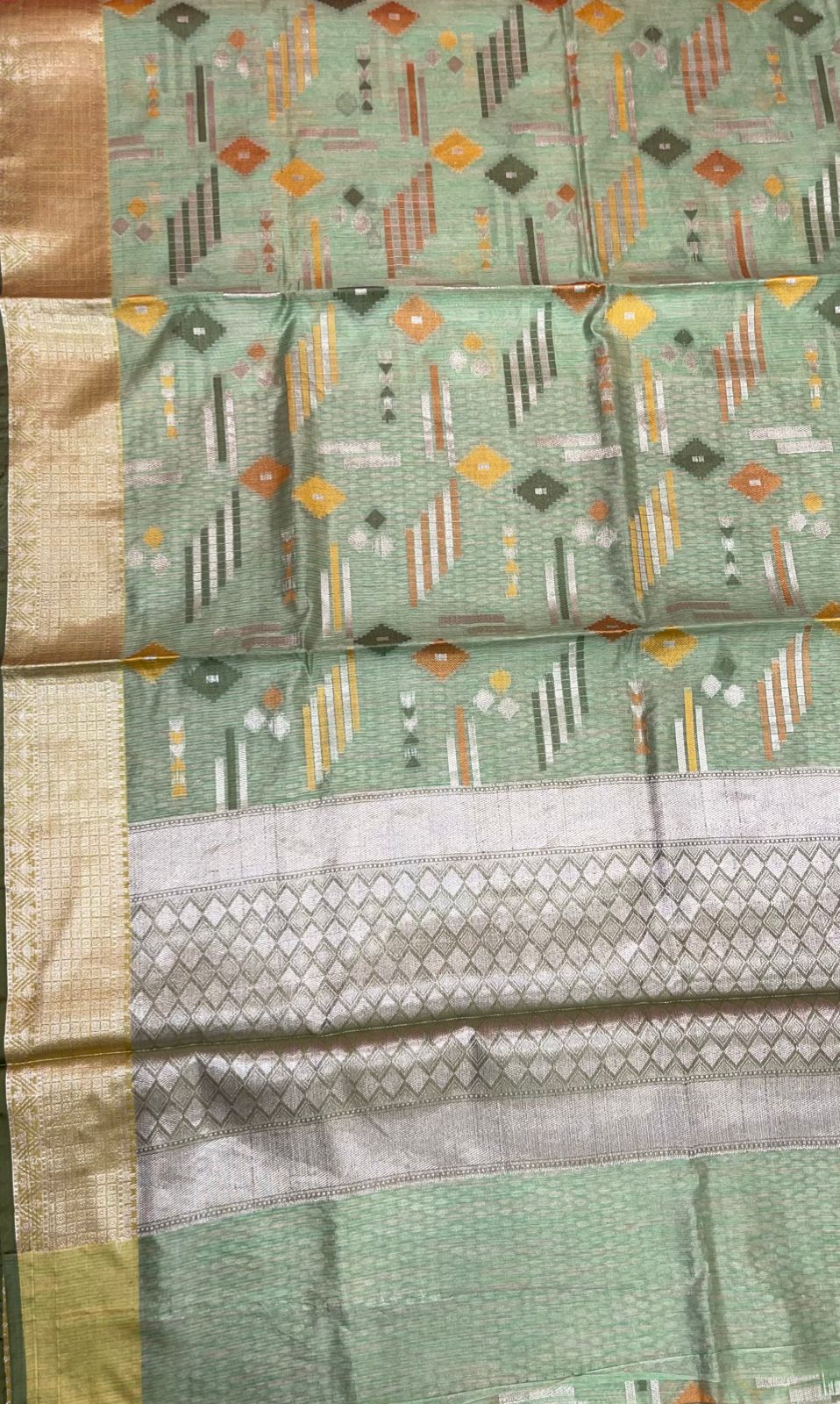 Green Mulberry Silk Blend Banarasi Sarees For Women GEMELBRSLK_18