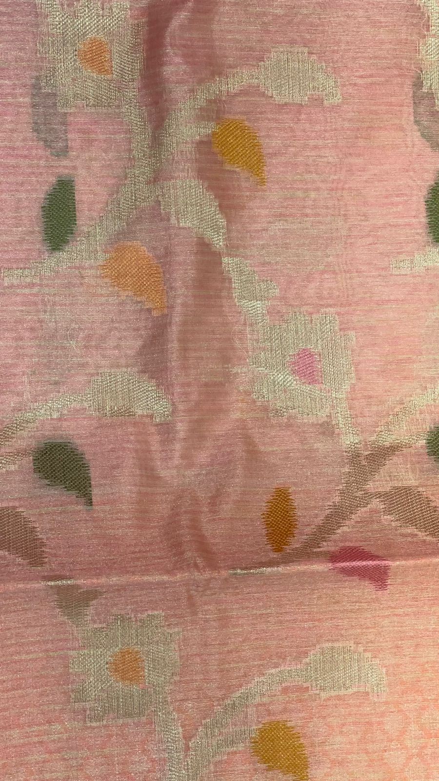 Faishana Presents Handwoven Pink Mulberry Silk Tilfi Jaal Zari Border With Orange Blouse Banarasi Saree