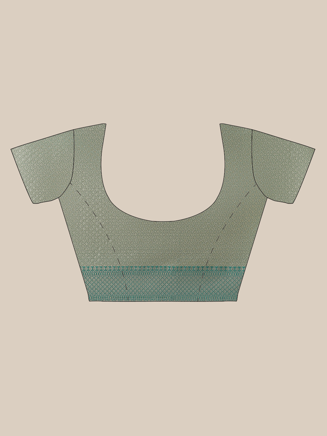 Faishana Presents Handwoven Seagreen Mulberry Silk Tilfi Boota Zari Border With Green Blouse Banarasi Saree