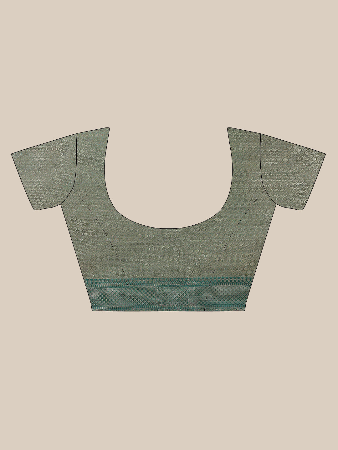 Faishana Presents Handwoven Peach Mulberry Silk Tilfi Boota Zari Border With Green Blouse Banarasi Saree