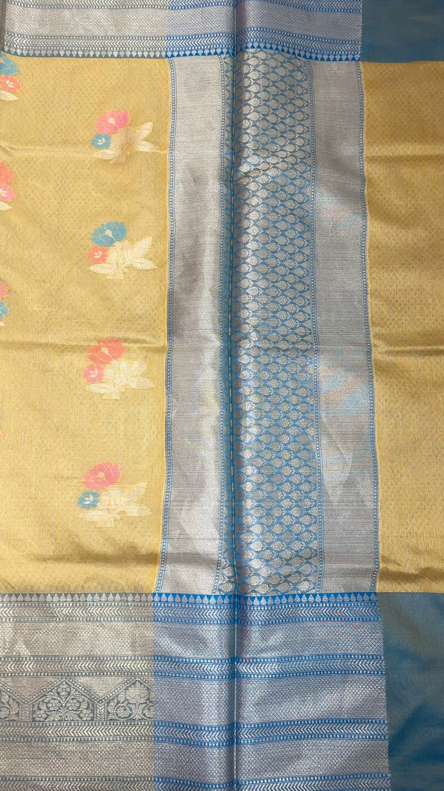 Gold Mulberry Silk Blend Banarasi Sarees For Women GEMELBRSLK_6