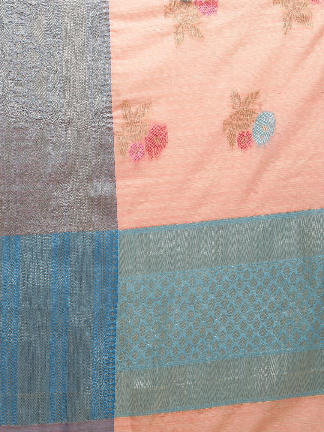Peach Mulberry Silk Blend Banarasi Sarees For Women GEMELBRSLK_7