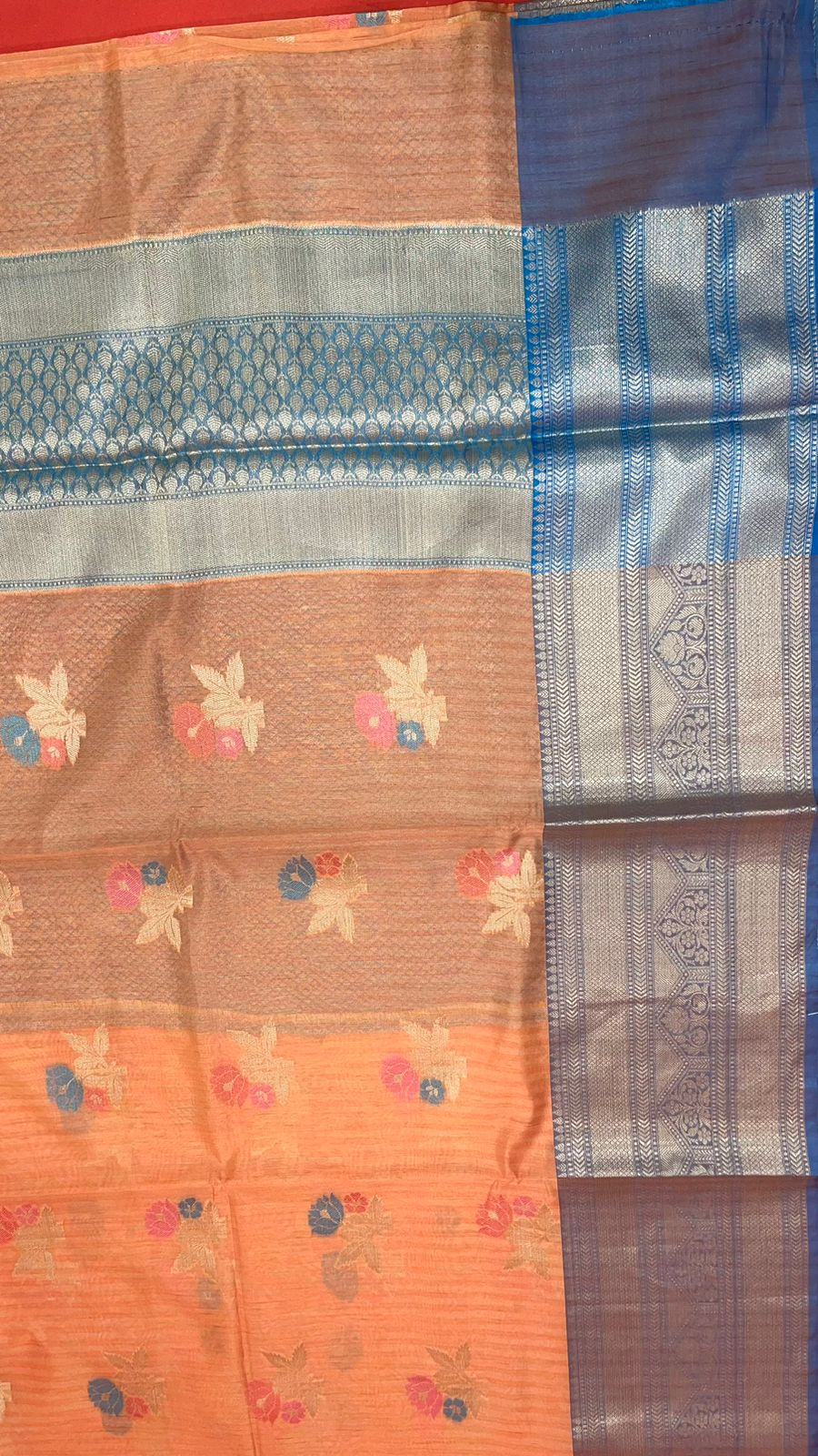 Peach Mulberry Silk Blend Banarasi Sarees For Women GEMELBRSLK_7