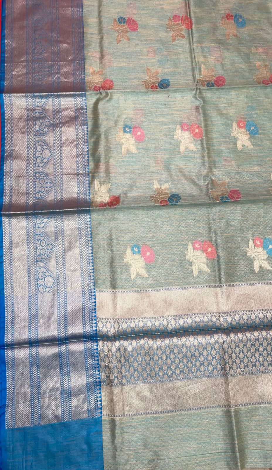Green Mulberry Silk Blend Banarasi Sarees For Women GEMELBRSLK_8