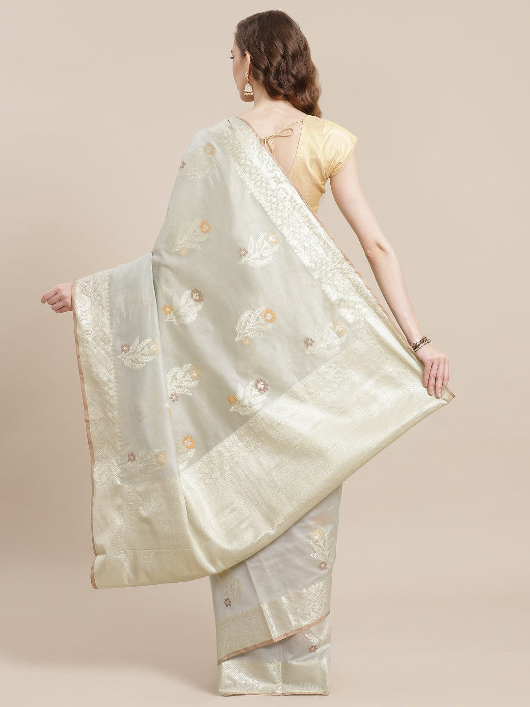 Grey Mercerise Cotton Banarasi Sarees For Women GEMSWRCTN_18