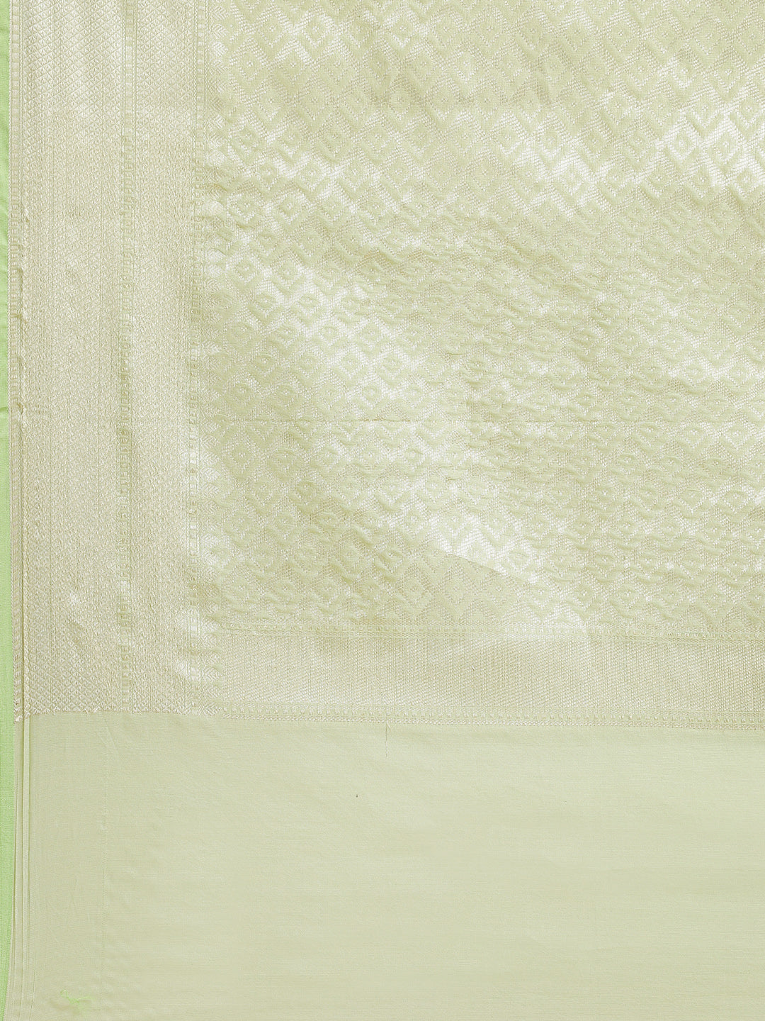 Faishana Presents Pistachio Masrise Cotton Tilfi Zari Border With Pistachio Blouse Banarasi Saree