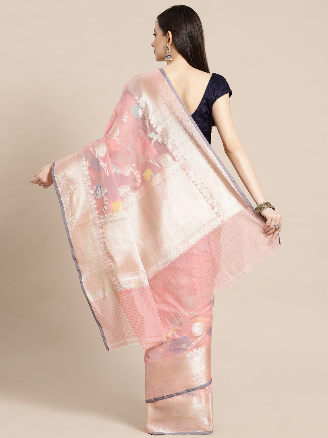 Pink Mercerise Cotton Banarasi Sarees For Women GEMSWRCTN_96