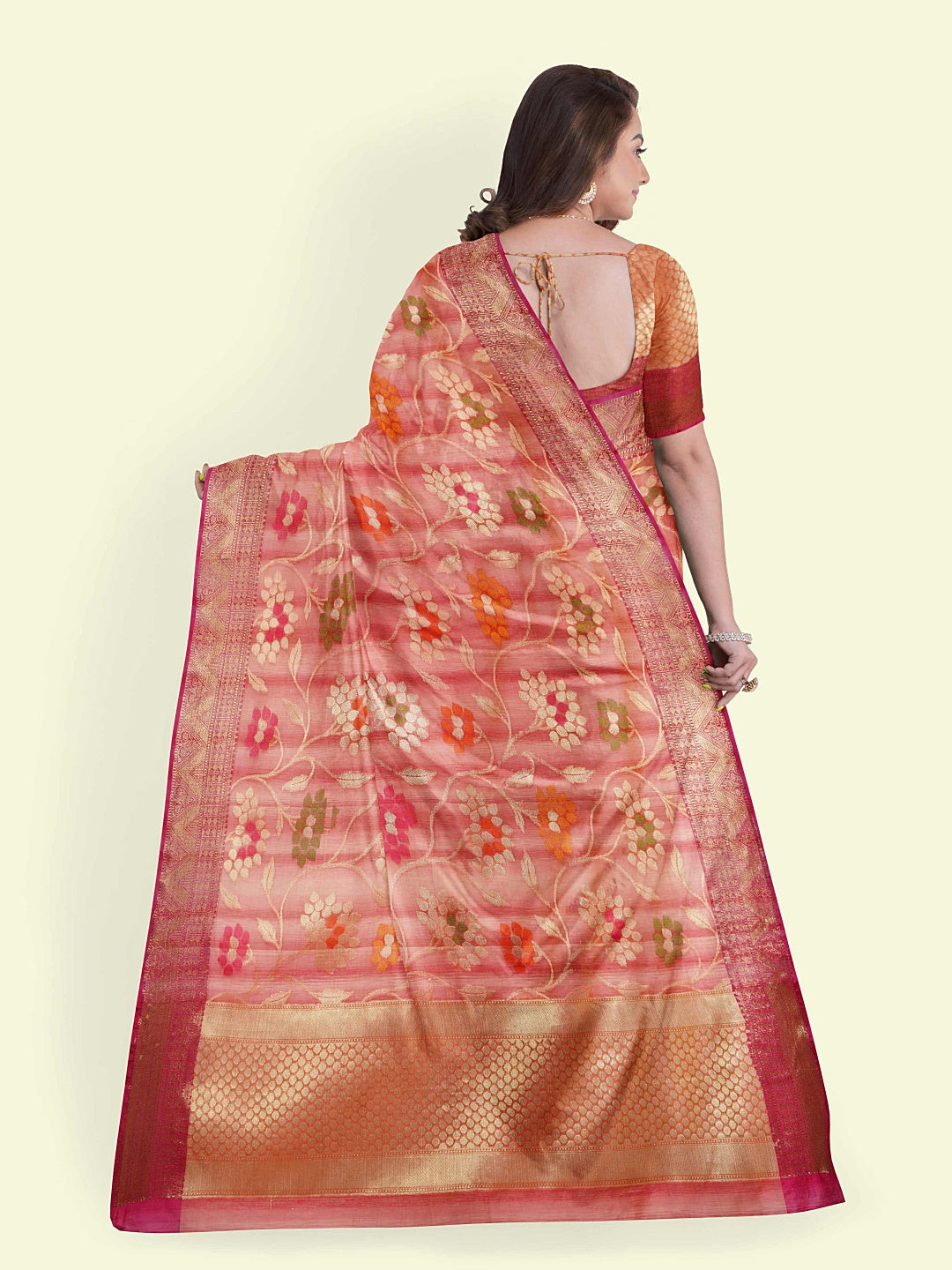 Pink Matka Silk Banarasi Sarees For Women GEMTKSLK_141
