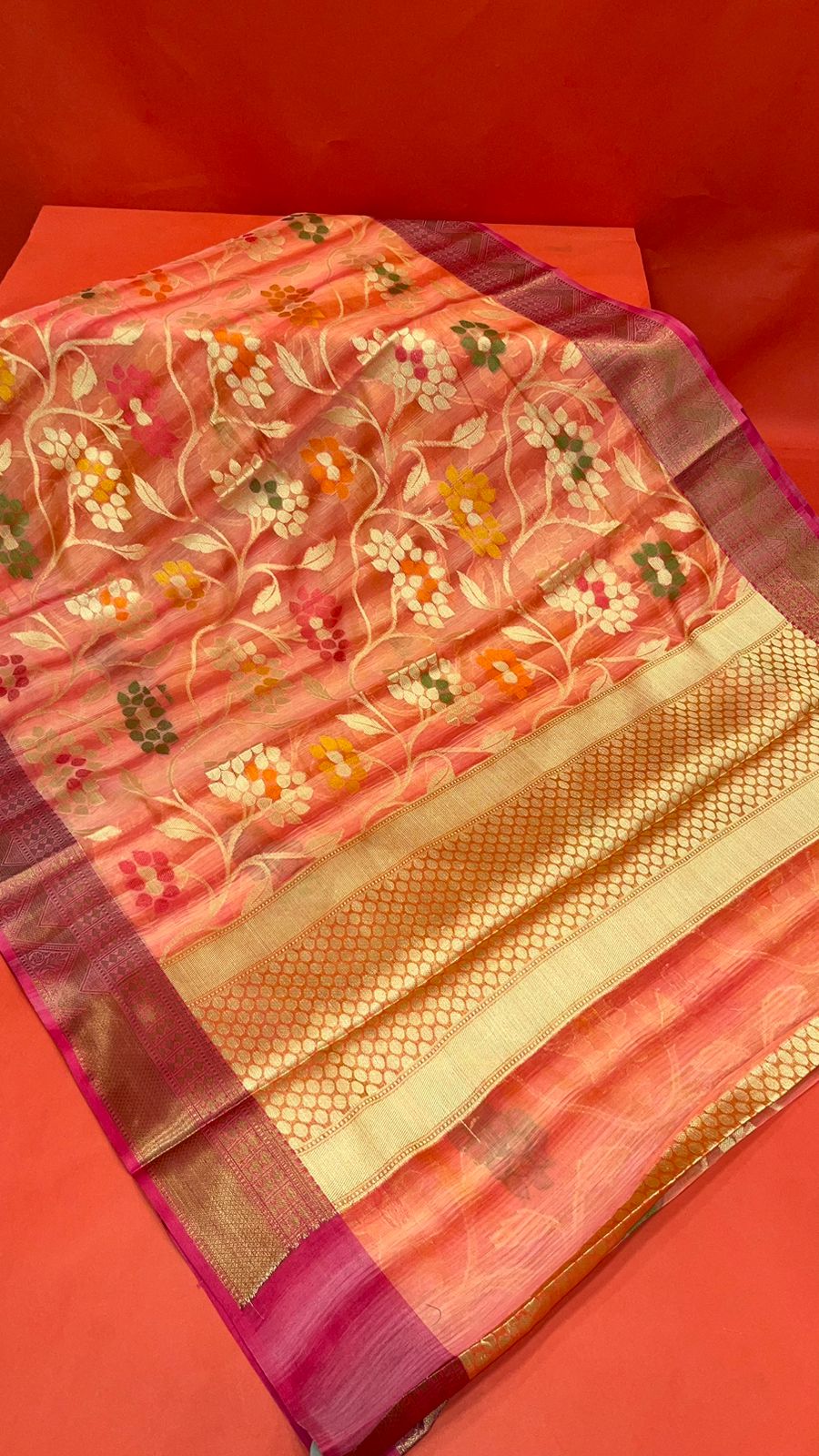 Pink Matka Silk Banarasi Sarees For Women GEMTKSLK_141