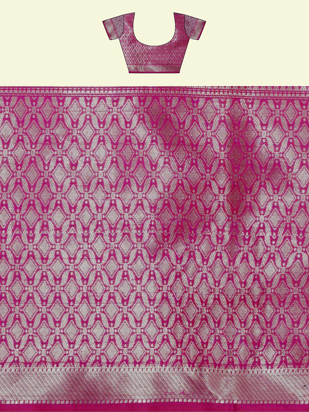 Faishana Presents Magenta Matka Silk Floral Jaal Skirt Border With Pink Blouse Banarasi Saree