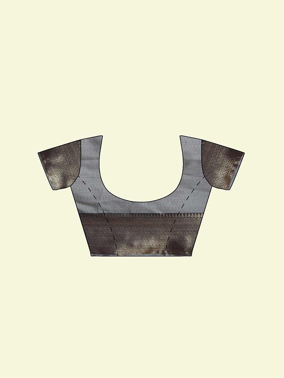 Faishana Presents Peach Matka Silk Boota Skirt Border With Grey Blouse Banarasi Saree