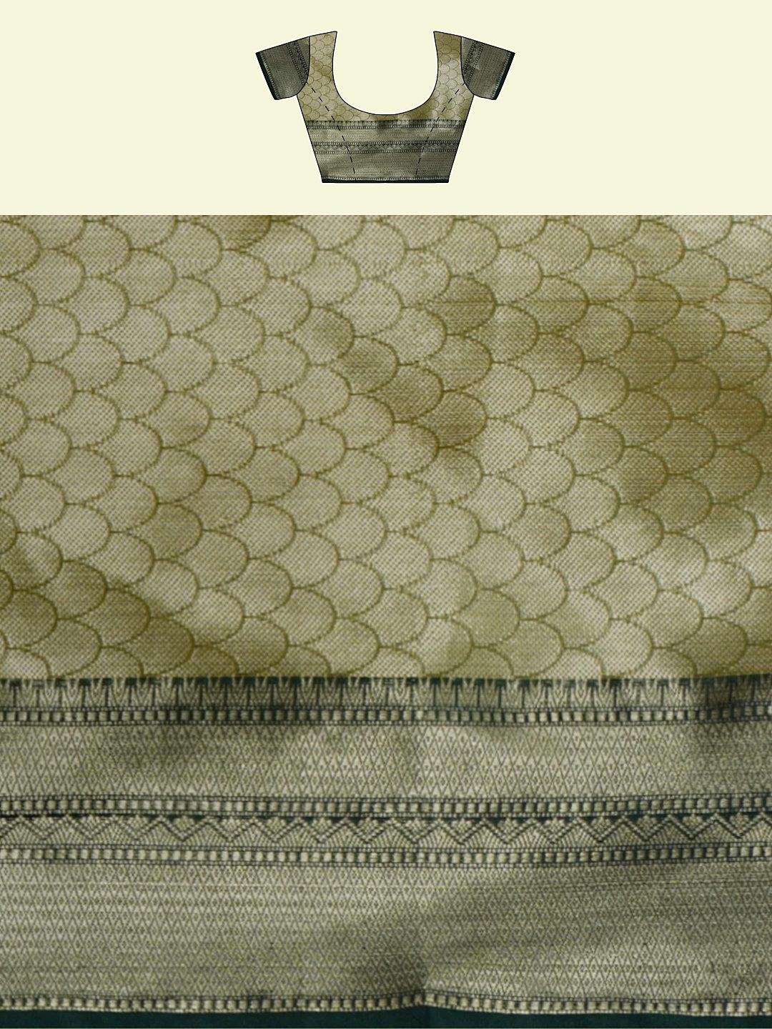 Faishana Presents Woven Grey Matka Silk Tilfi Boota Zari Border With Green Blouse Banarasi Saree