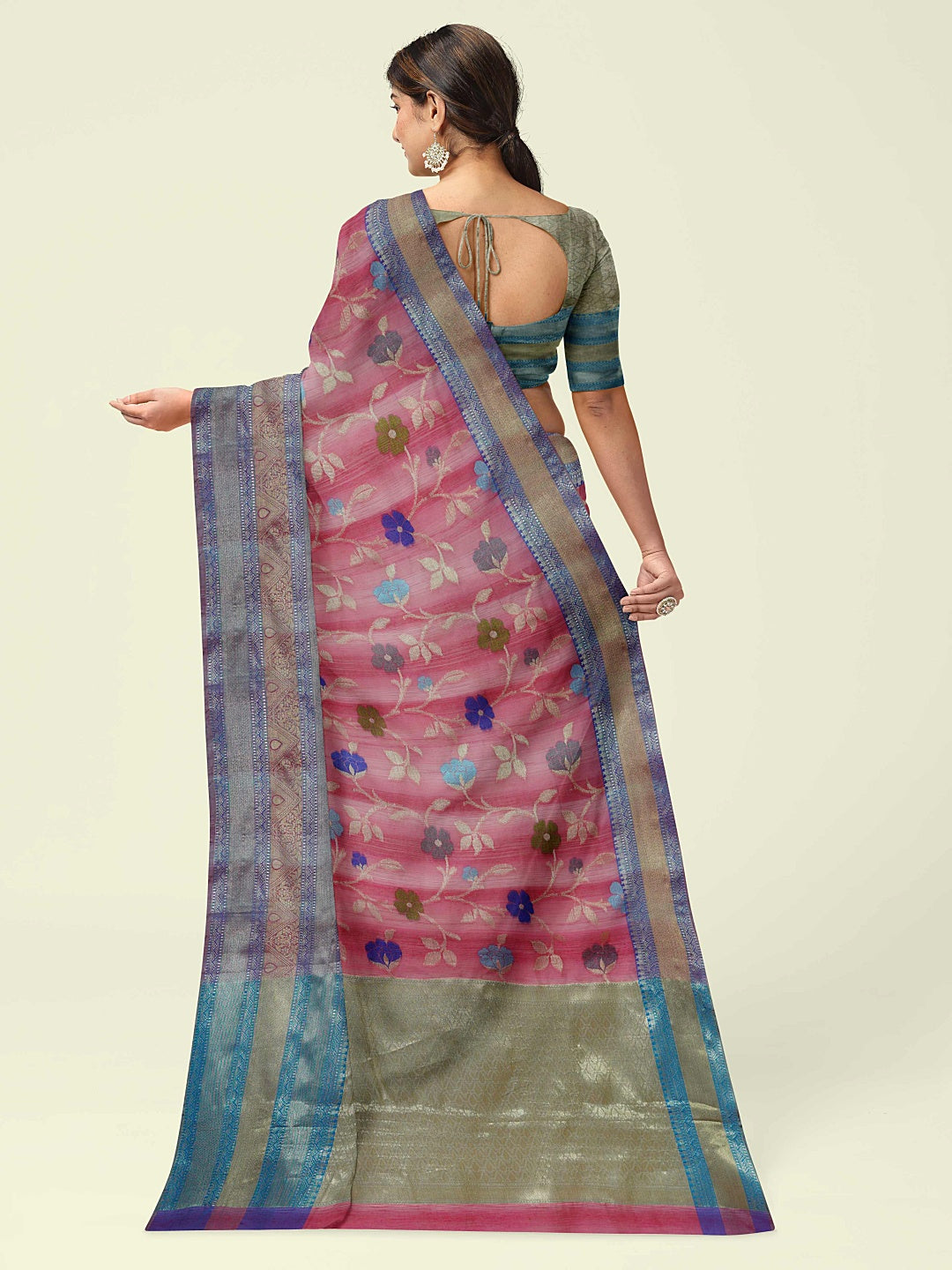 Pink Matka Silk Banarasi Sarees For Women GEMTKSLK_195 P